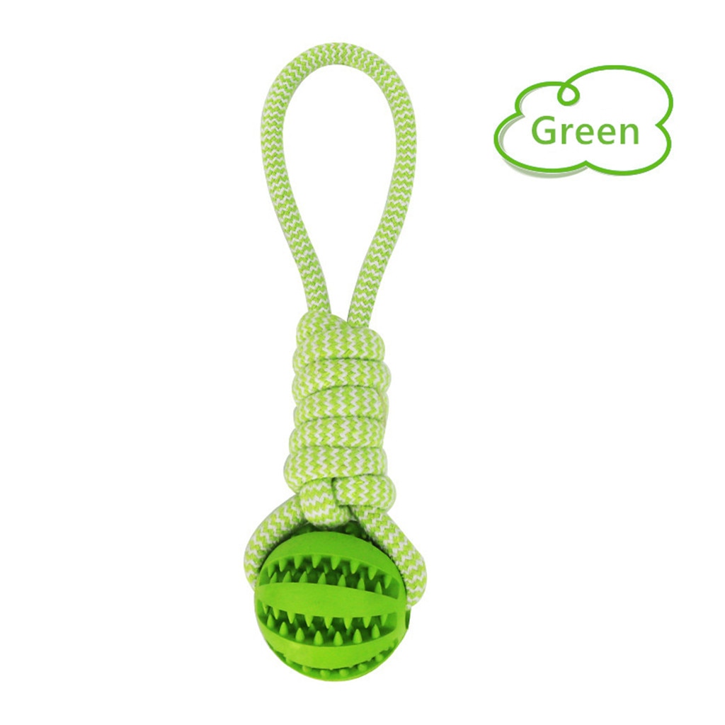 Dog Dental Chew Ball with Rope Handle - Tug and Teeth Cleaning Toy