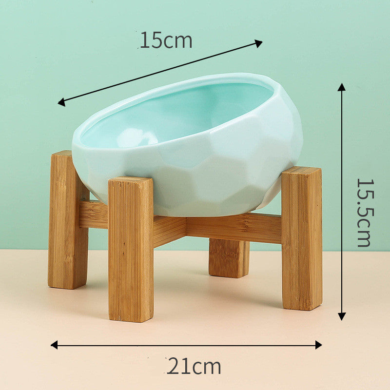 Ceramic Tilted Pet Bowl - Anti-Slip Oblique Feeder for Cats