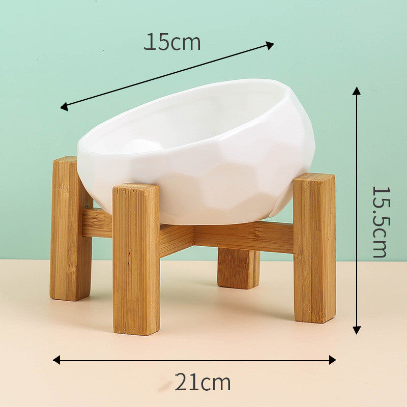 Ceramic Tilted Pet Bowl - Anti-Slip Oblique Feeder for Cats