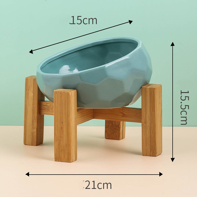 Ceramic Tilted Pet Bowl - Anti-Slip Oblique Feeder for Cats
