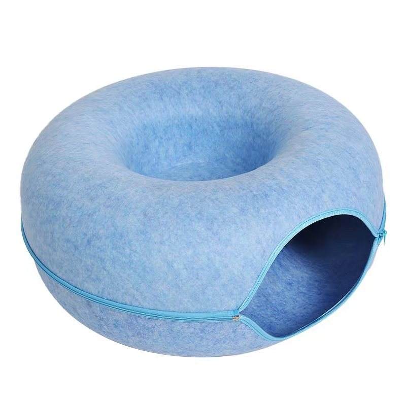 Donut Felt Cat Cave Bed - Cosy Enclosed Nest for Cats and Kittens