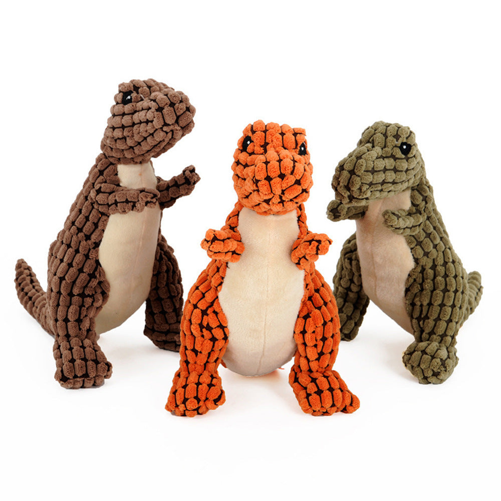 Dinosaur Squeaky Plush Dog Toy - Soft Chew Toy for Puppies