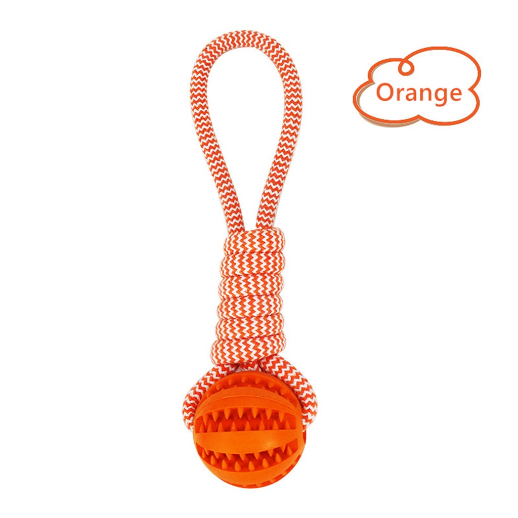 Dog Dental Chew Ball with Rope Handle - Tug and Teeth Cleaning Toy