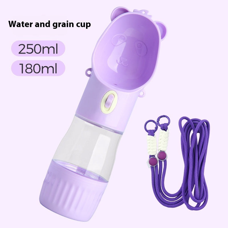 Dog Water Bottle with Food Bowl - Portable Travel Drinking Bottle