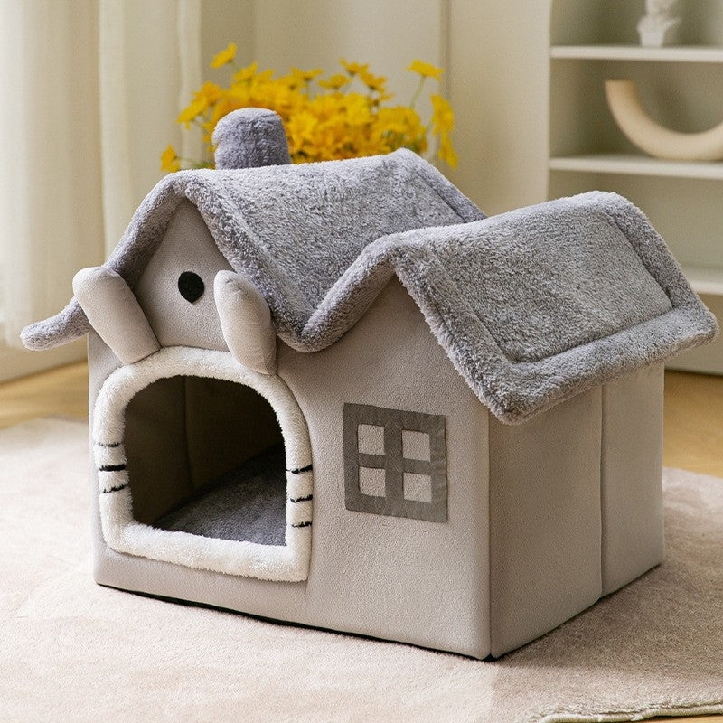 Foldable Winter Dog House - Warm Insulated Indoor Kennel Bed