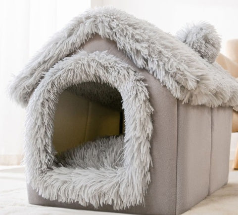 Foldable Winter Dog House - Warm Insulated Indoor Kennel Bed