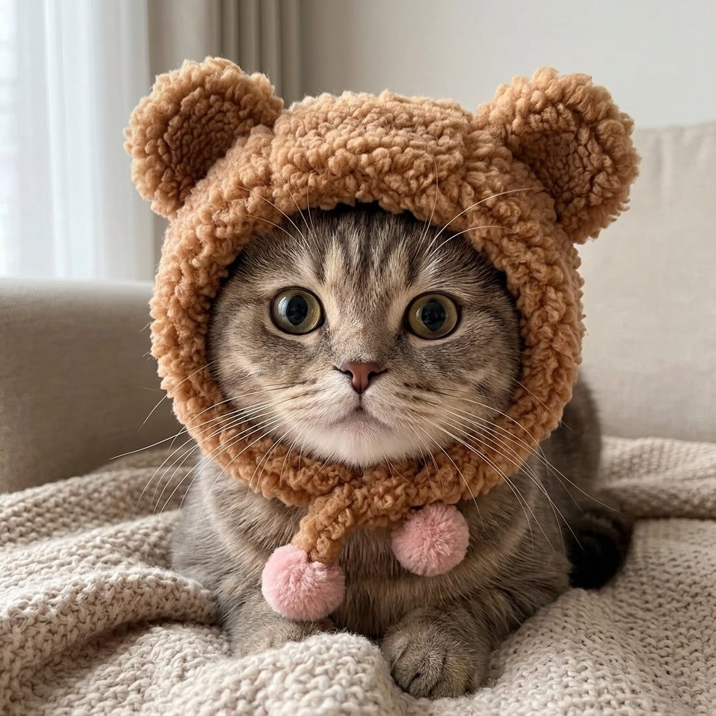 Funny Cat Cap Bear Plush Head Cover