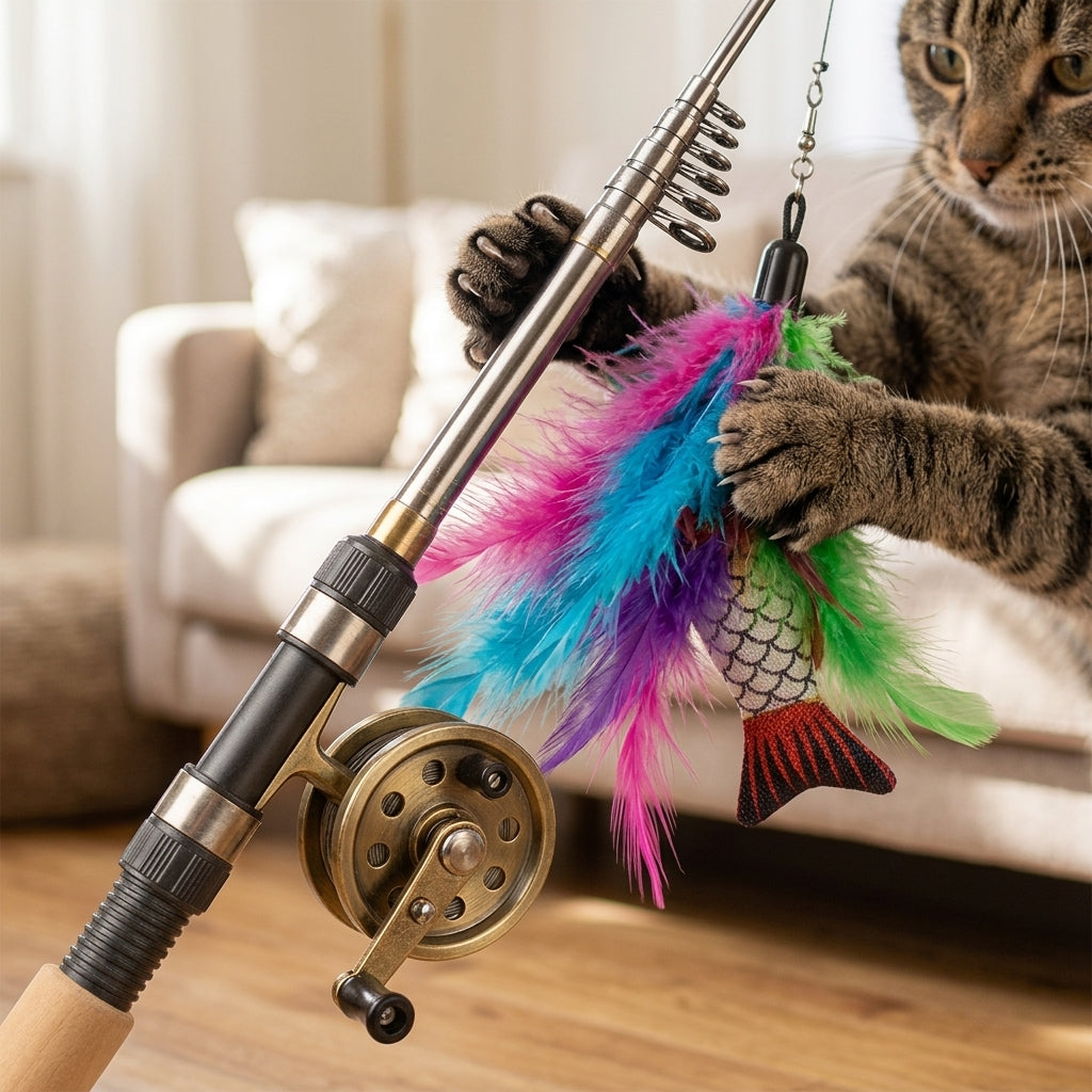 Retractable Fish Cat Toy