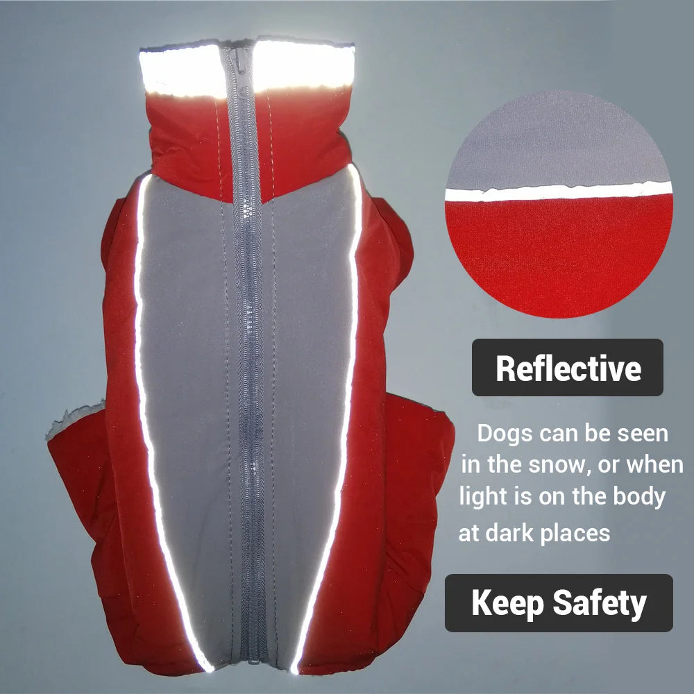 Waterproof Dog Snowsuit - Reflective Winter Overalls with Four Legs