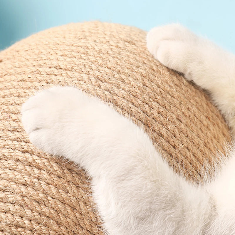 Cat Scratching Ball Board - Sisal Rope Scratcher with Rolling Ball