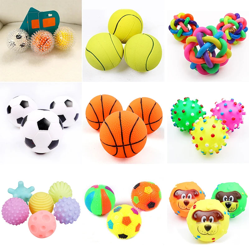 Squeaky Rubber Dog Ball 6cm - Chew and Fetch Toy for Small Dogs