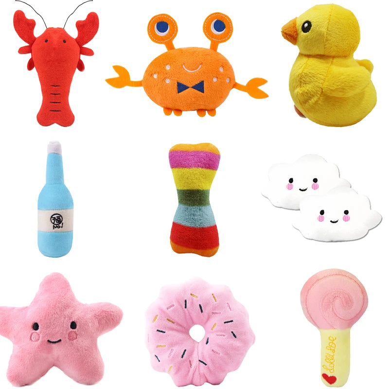 Squeaky Animal Dog Toys - Bite Resistant Plush for Small Dogs