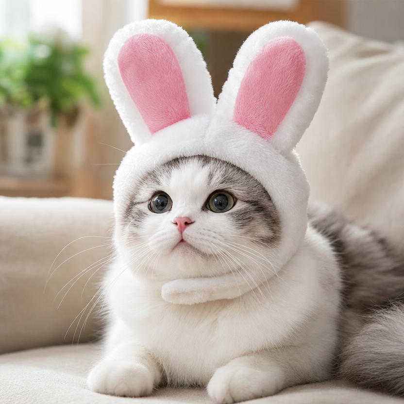 Pet Hat Cat Headgear Lion Rabbit Ears lifestyle