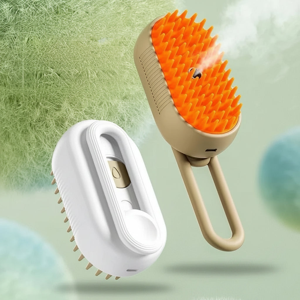 3-in-1 Electric Pet Grooming Brush - Steam Spray and Massage Comb