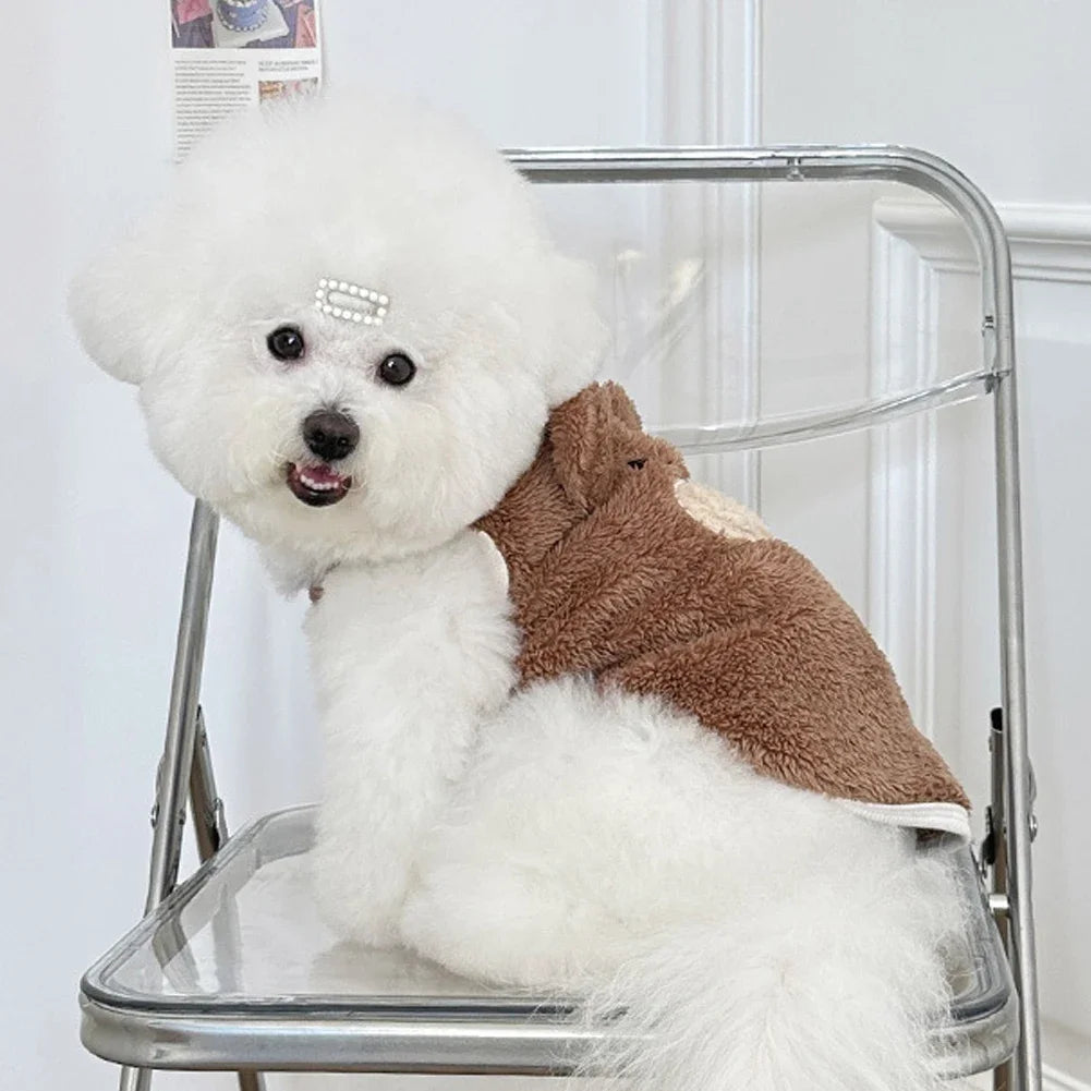 Teddy Bear Dog Sweater Vest - Soft Plush Winter Coat for Puppies