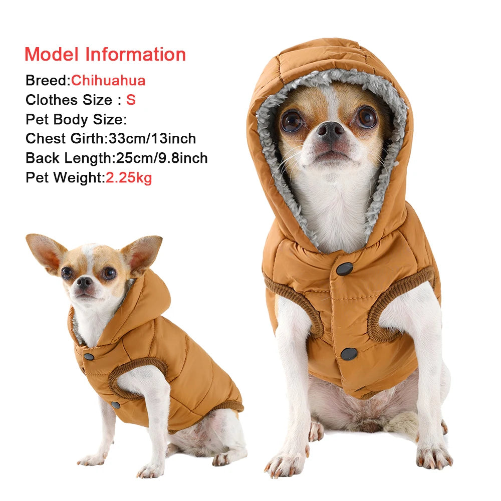 Fleece Pet Hoodie - Windproof Winter Coat for Cats and Small Dogs