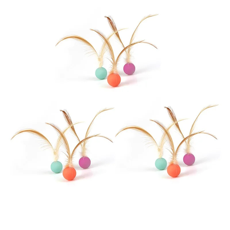 Cat Feather Ball Toy - Interactive Bouncing Chase Toy for Kittens
