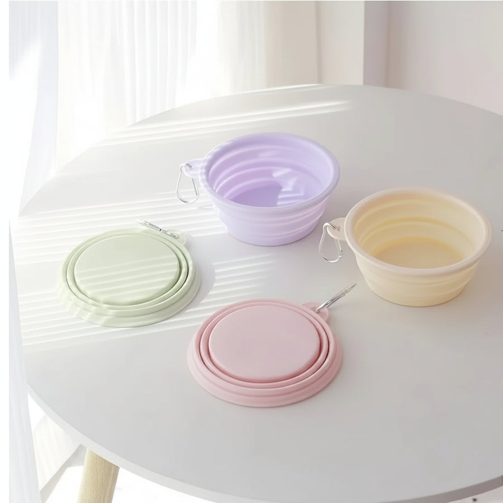 Folding Silicone Dog Bowl - Portable Travel Food and Water Container