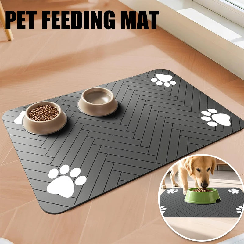Absorbent Pet Feeding Mat - Quick Dry Placemat with Rubber Backing