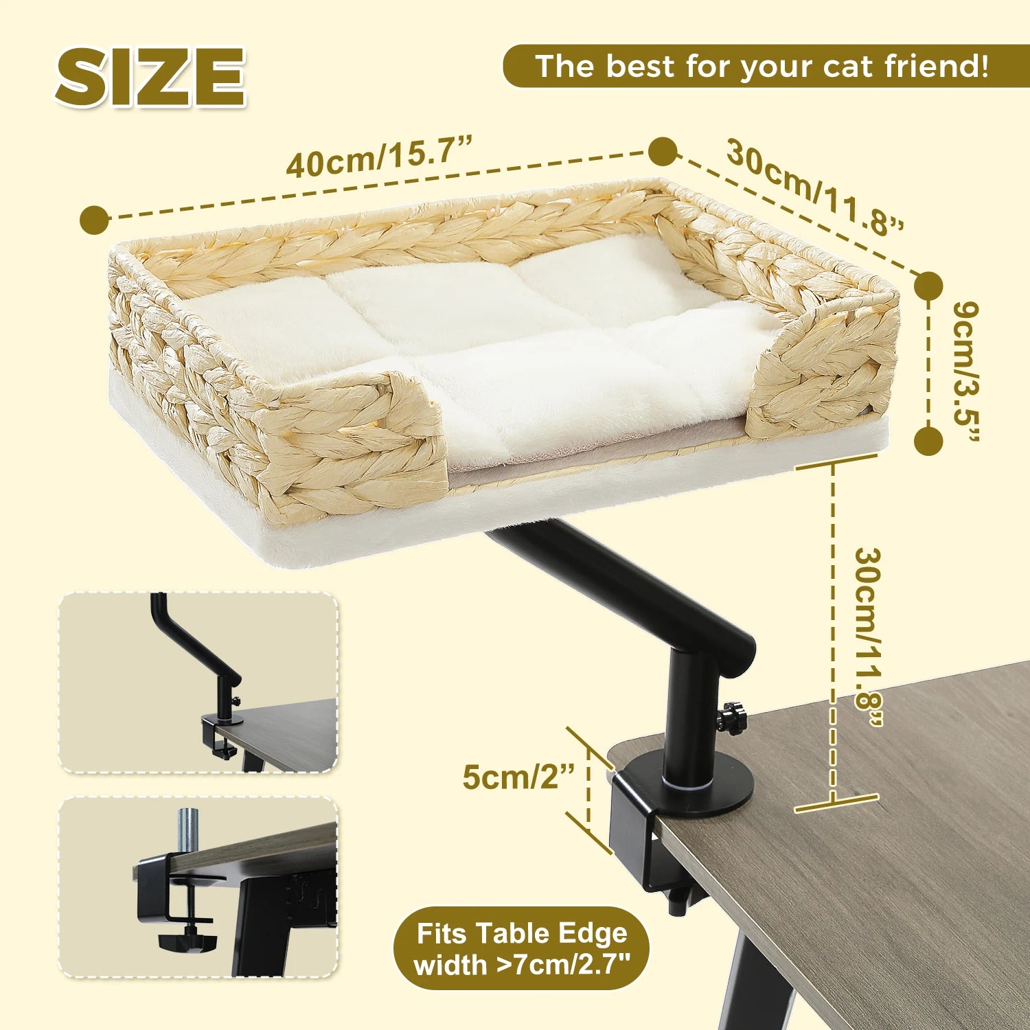 Rotatable Cat Desk Bed - 360 Degree Adjustable Hammock Stand