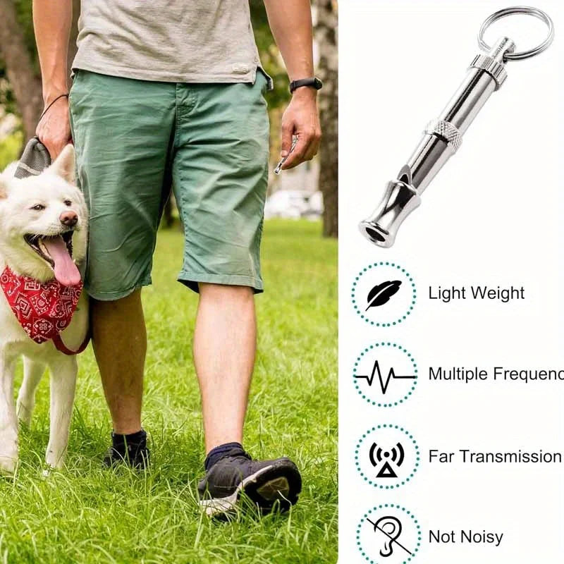 Adjustable Dog Whistle for Recall and Barking - With Keychain