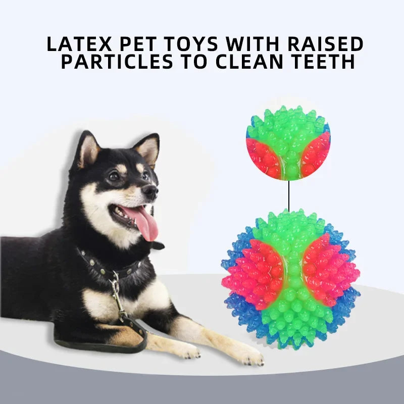 Glowing TPR Dog Ball - Light-Up Bouncy Fetch Toy for Evening Walks
