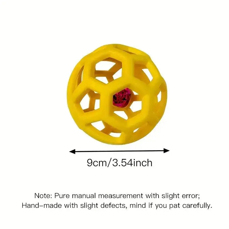 Natural Rubber Dog Ball with Bell - Geometric Dental Chew Toy
