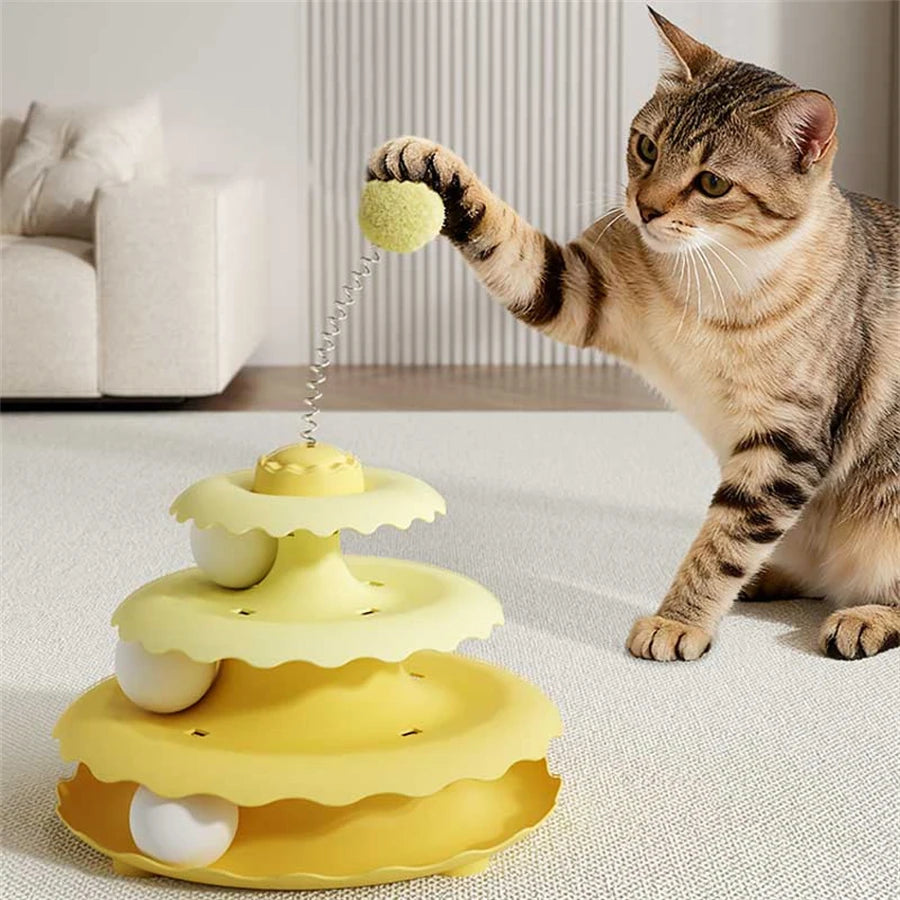 Cat Turntable Toy - Self-Entertainment Teaser Wand Play Set