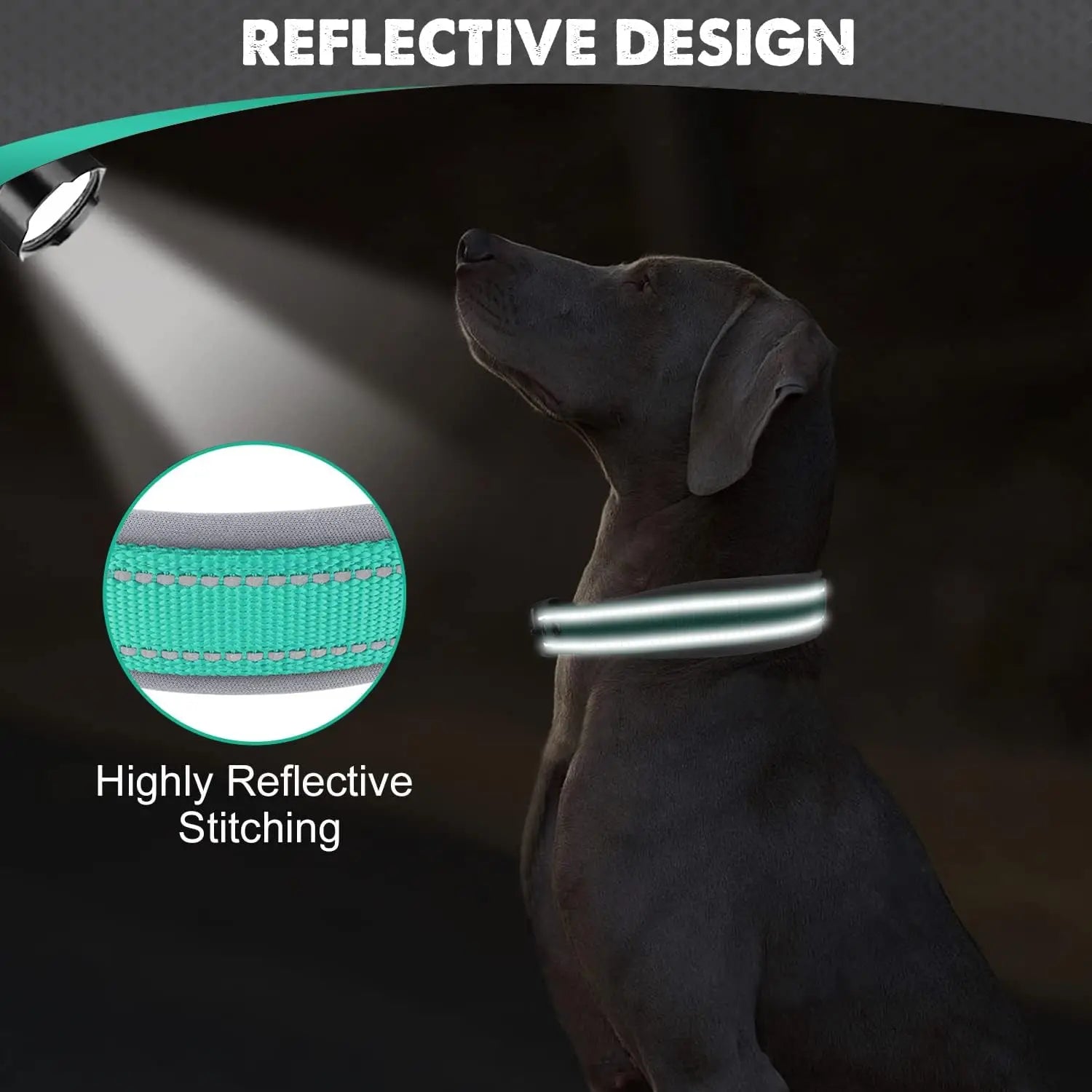 Padded Reflective Dog Collar - Heavy Duty Neoprene Nylon Collar