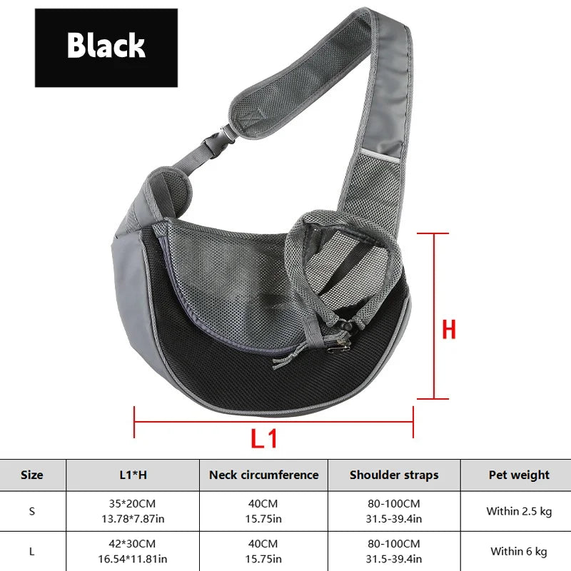 Dog Sling Carrier - Breathable Mesh Crossbody Bag for Puppies