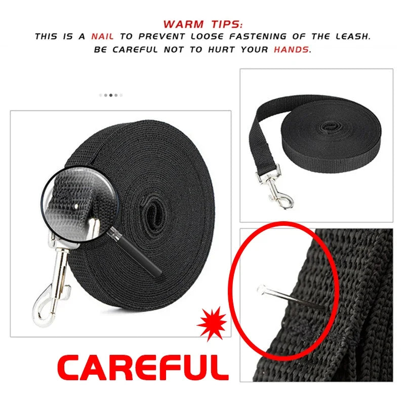 Nylon Long Line Dog Training Leash - 1.5m to 30m Recall Lead