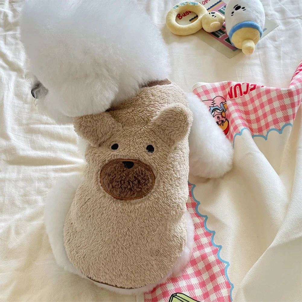 Teddy Bear Dog Sweater Vest - Soft Plush Winter Coat for Puppies