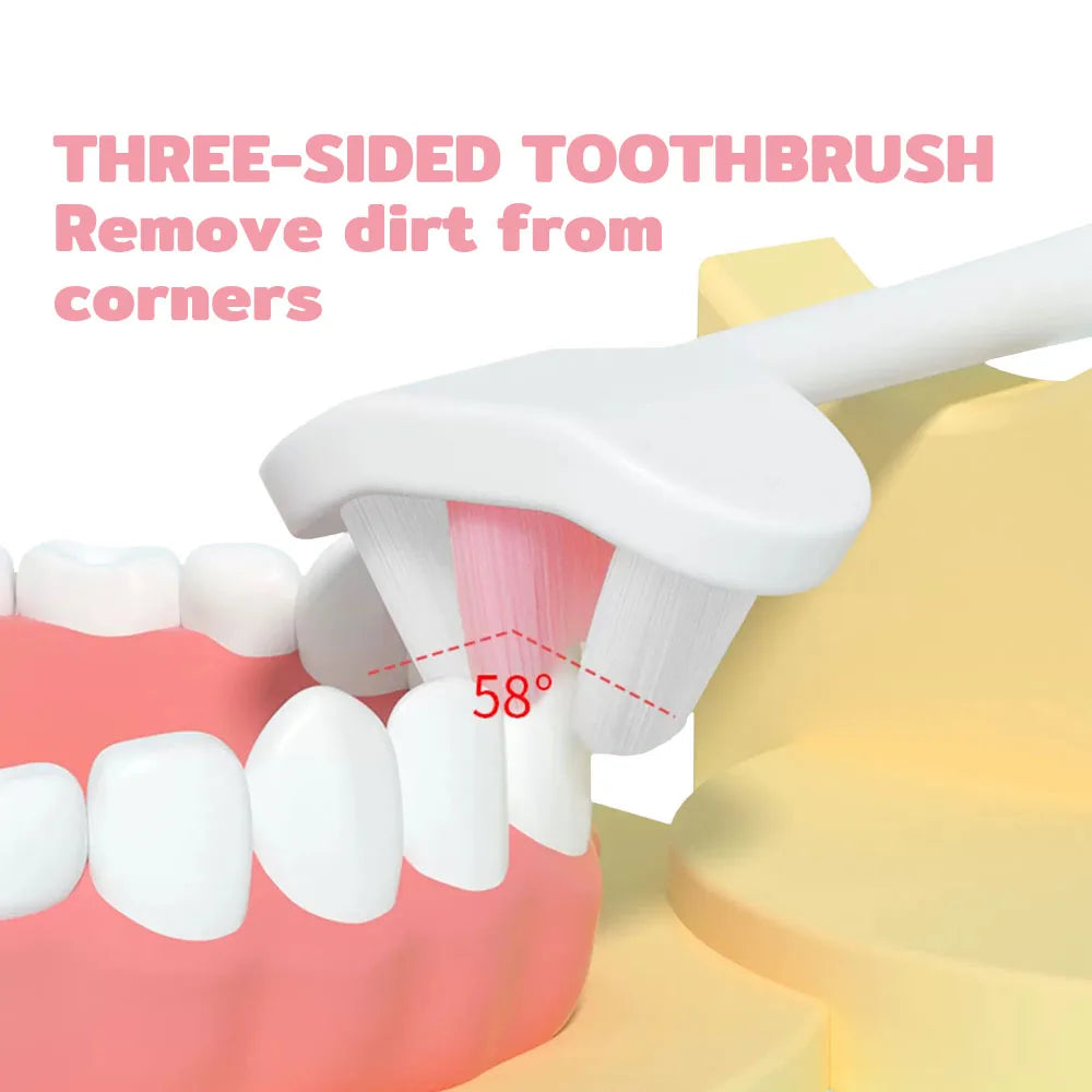 3-Sided Dog Toothbrush Set - 360 Degree Brush Head with Toothpaste