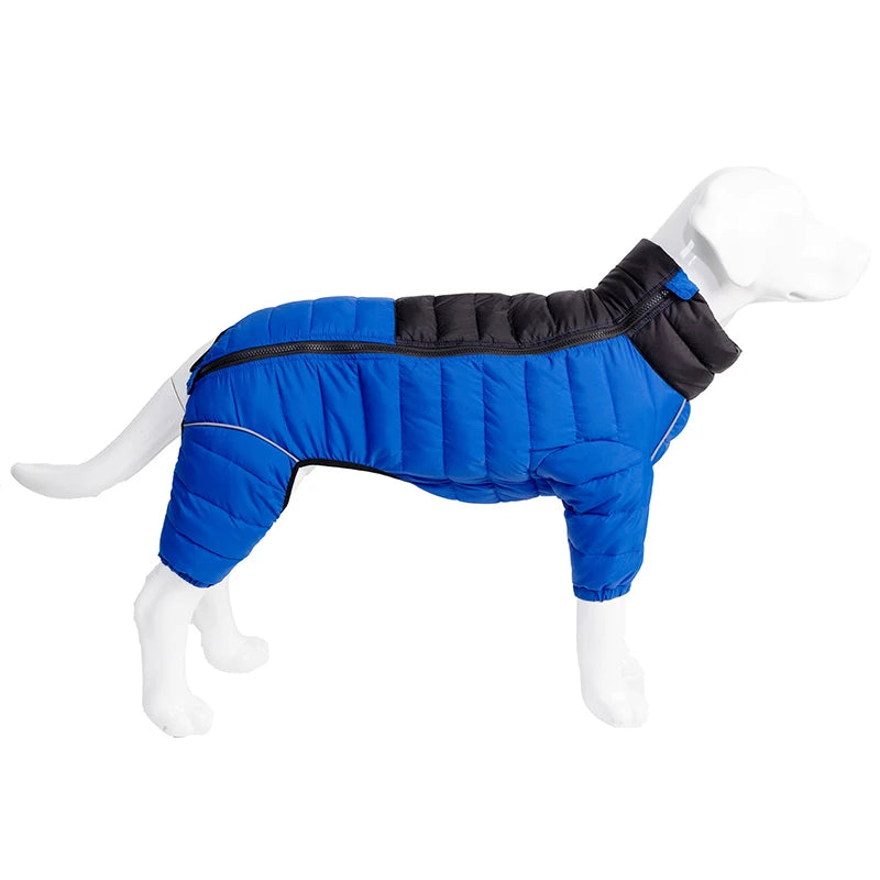 Padded Dog Winter Coat - Windproof Four-Leg Suit for Cold Weather