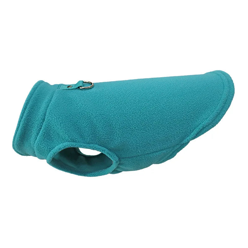 Fleece Dog Vest with Built-In D-Ring - Warm Coat and Harness in One