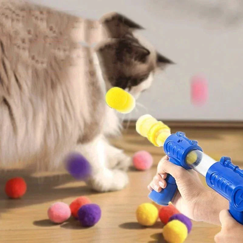 Interactive Cat Pompom Launcher - Chase & Pounce Teaser Toy