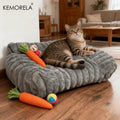 Striped Cat Sofa Bed - Soft Polyester Pet Couch for All Seasons
