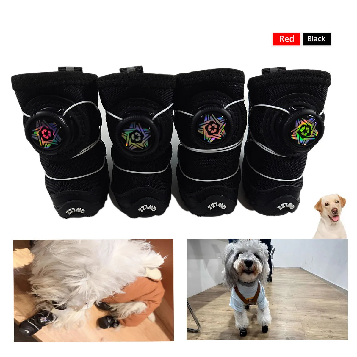 Waterproof Dog Snow Boots - Fleece Lined Winter Shoes for Small Dogs