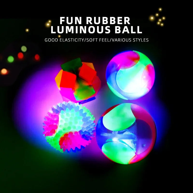 Glowing TPR Dog Ball - Light-Up Bouncy Fetch Toy for Evening Walks