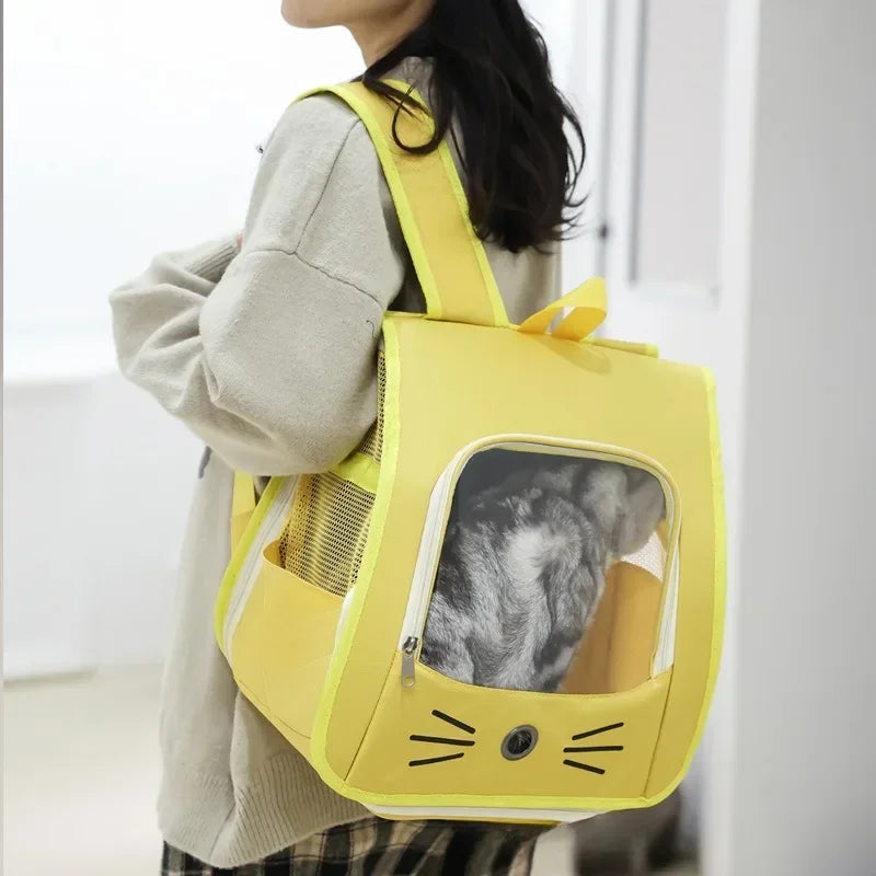 Cat Carrier Backpack - Breathable Portable Travel Bag for Small Pets
