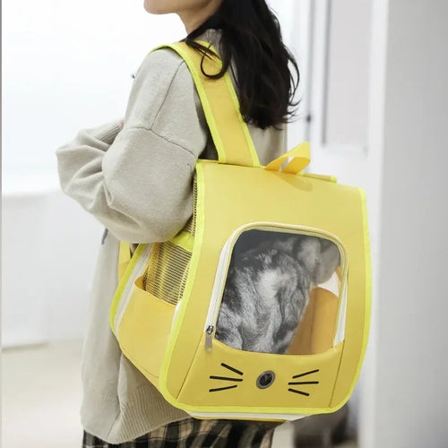 Cat Carrier Backpack - Breathable Portable Travel Bag for Small Pets