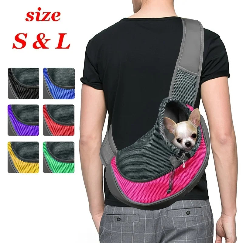 Dog Sling Carrier - Breathable Mesh Crossbody Bag for Puppies