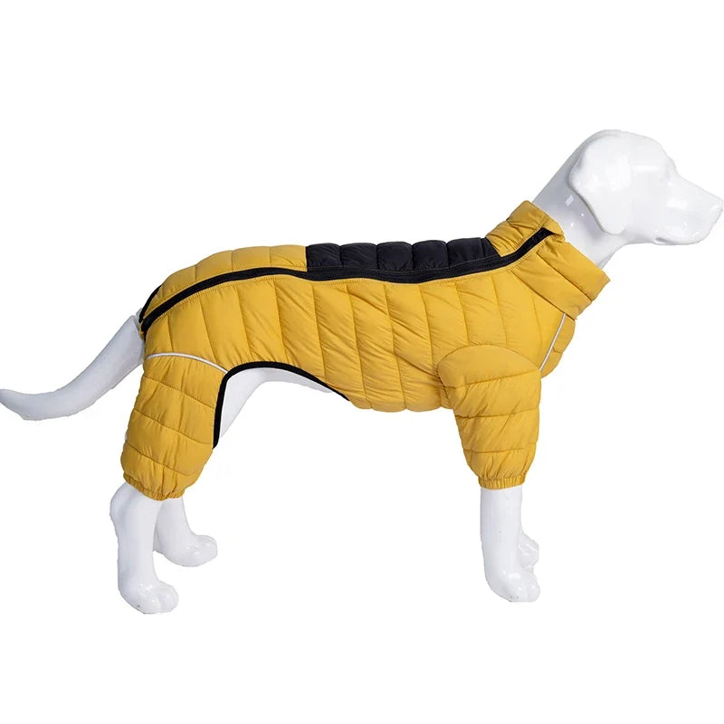 Padded Dog Winter Coat - Windproof Four-Leg Suit for Cold Weather