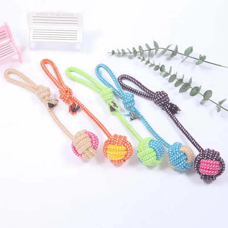 Cotton Rope Dog Ball - Dental Chew and Tug Toy for Puppies and Dogs