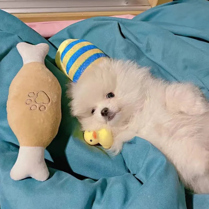 Squeaky Animal Dog Toys - Bite Resistant Plush for Small Dogs
