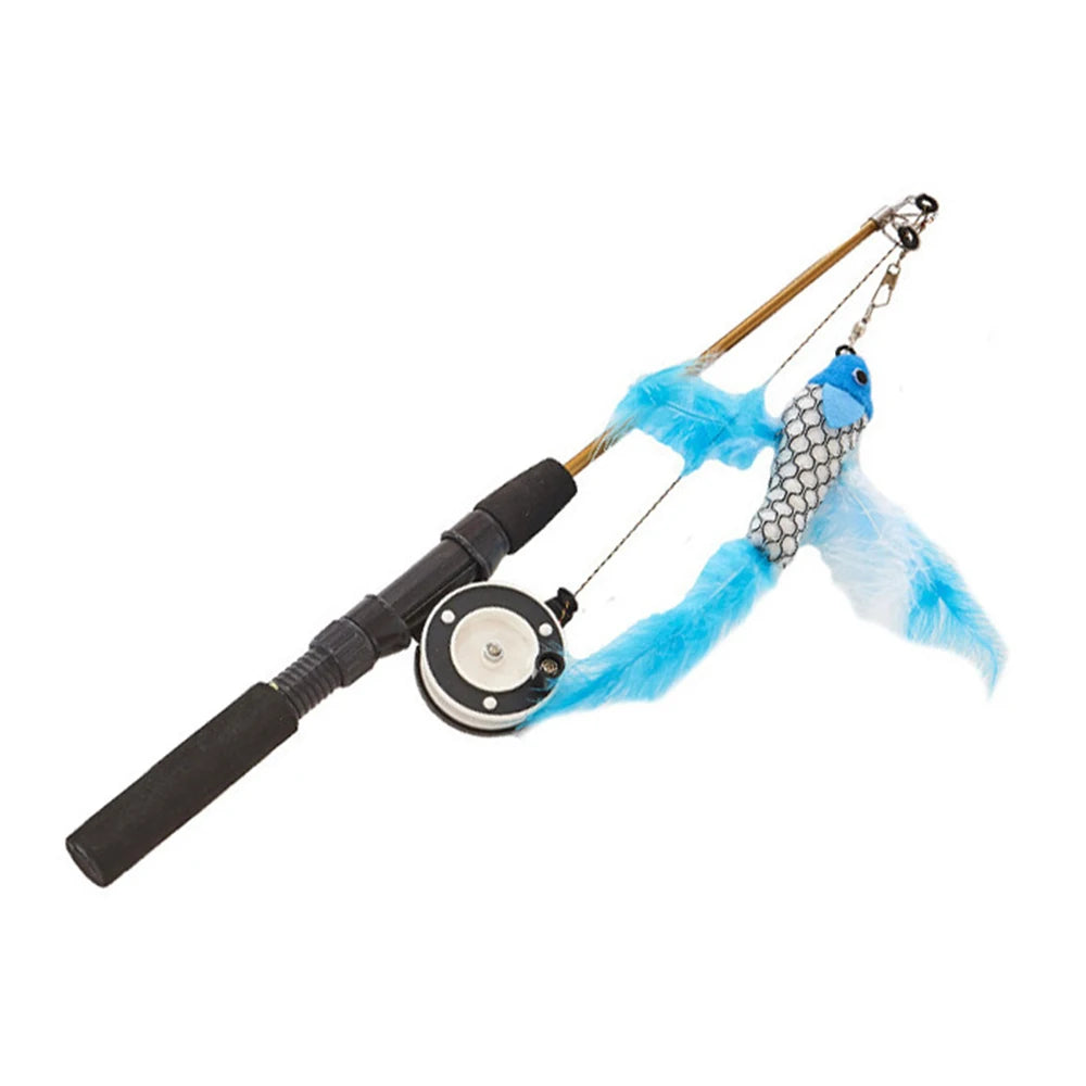 Retractable Fishing Rod Cat Toy - Telescopic Feather Teaser Wand