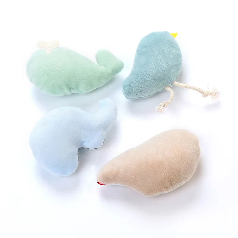 Catnip Plush Cat Toys - Elephant, Hedgehog and Bird Shapes