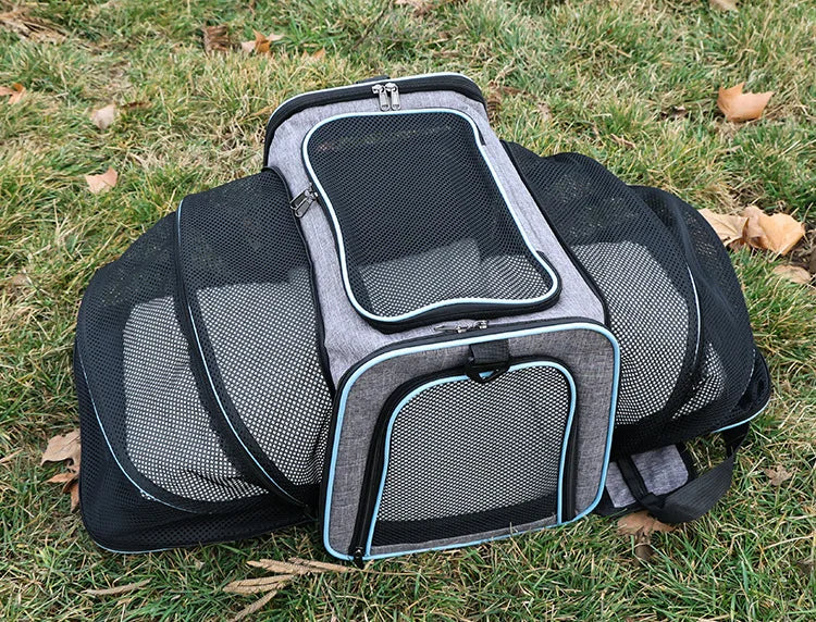 Expandable Pet Carrier Bag - Foldable Mesh Travel Tote for Cats