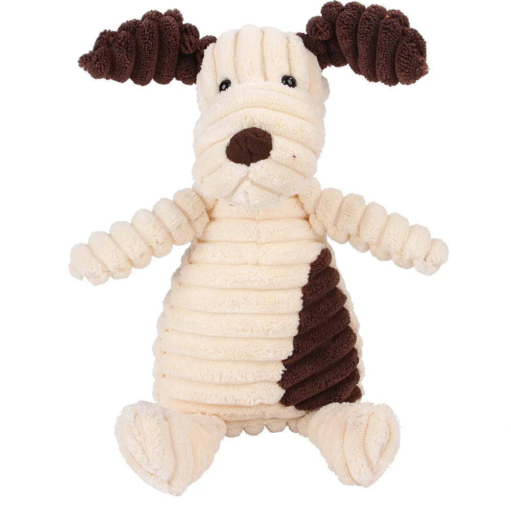 Corduroy Monkey and Pig Dog Toy - Squeaky Plush for Large Dogs