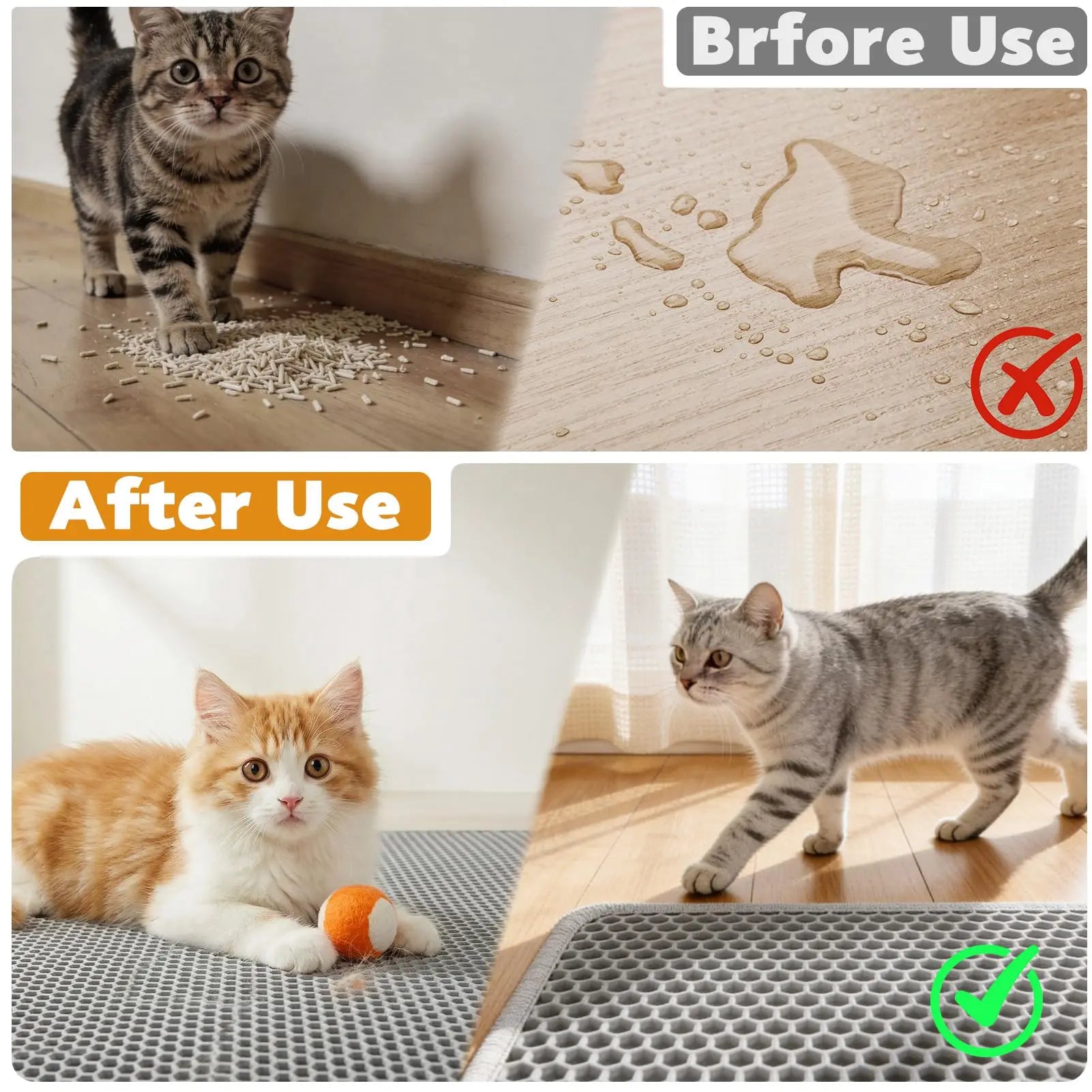 Double Layer Cat Litter Mat - Non-Slip Waterproof Litter Trapper